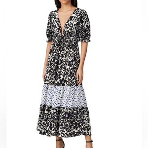 Black Floral Puff Sleeved Dress